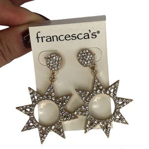 Francesca’s Aria Crystal Sunburst Earrings NWT